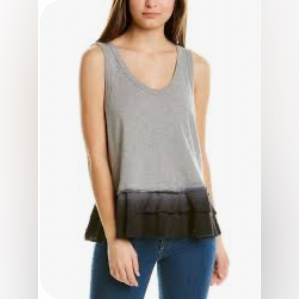 WILT Double Tier Mock Hem Tank In Grey - Small